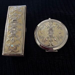 Argento SC Enamel and Crystal Lipstick Case and Compact with Mirrors